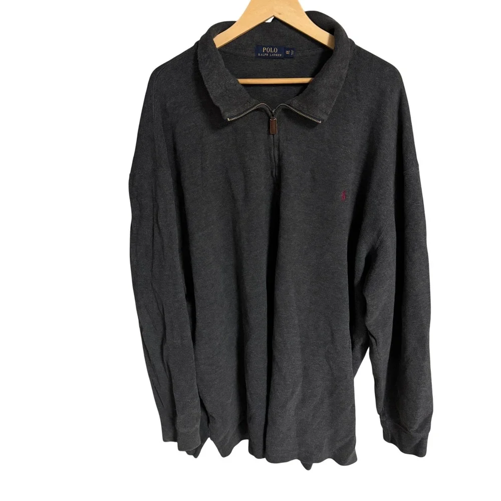 Polo Ralph Lauren Men's Dark Gray‎ 3XLT Tall Quarter Zip Pullover Sweatshirt